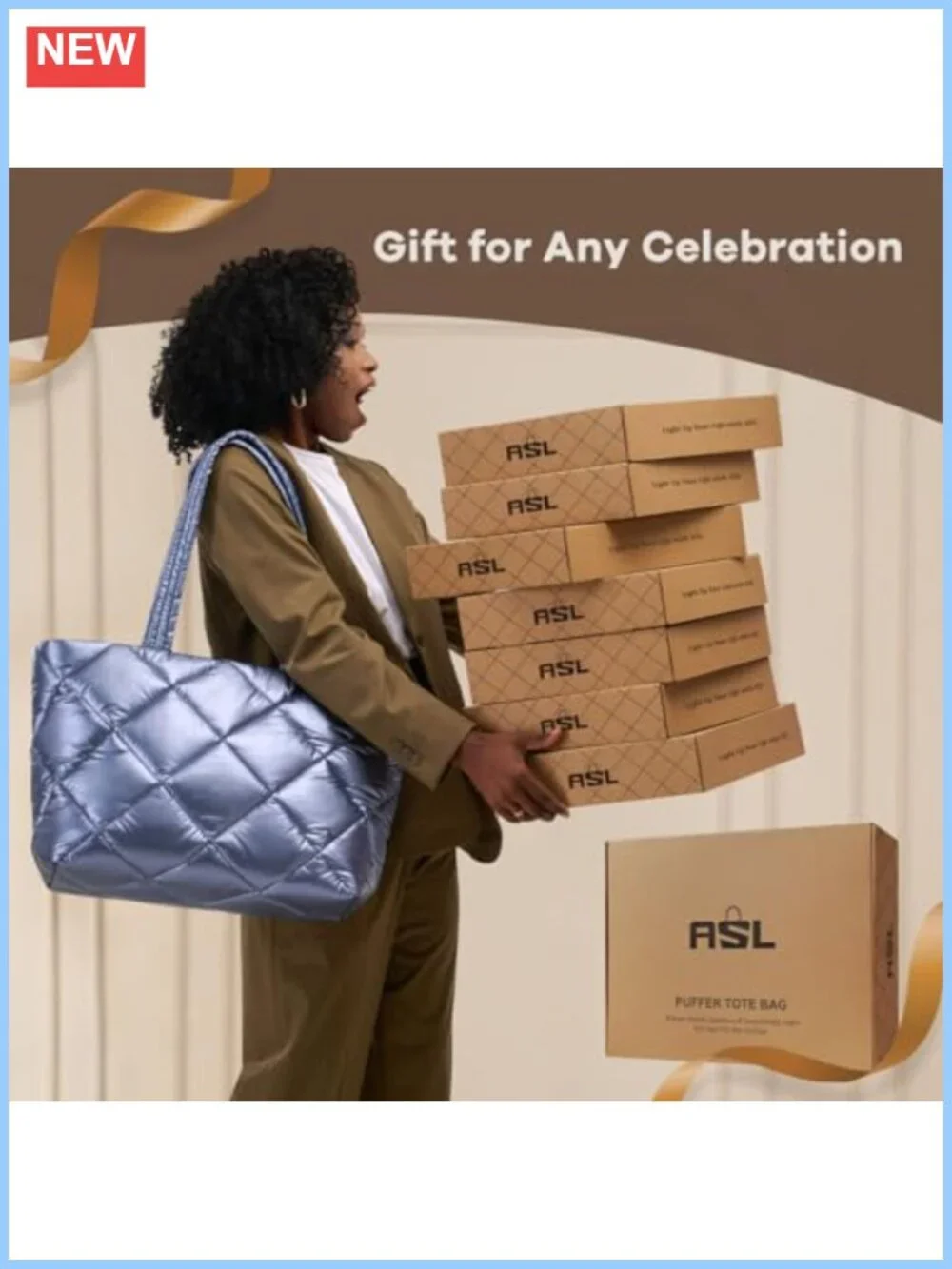 Women's 26L Quilted Puffer Tote Bag with Laptop Compartment and RFID Blocking